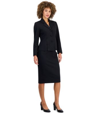 Petite Three Button Peplum Pencil Jacket & Skirt, 2-Piece Set