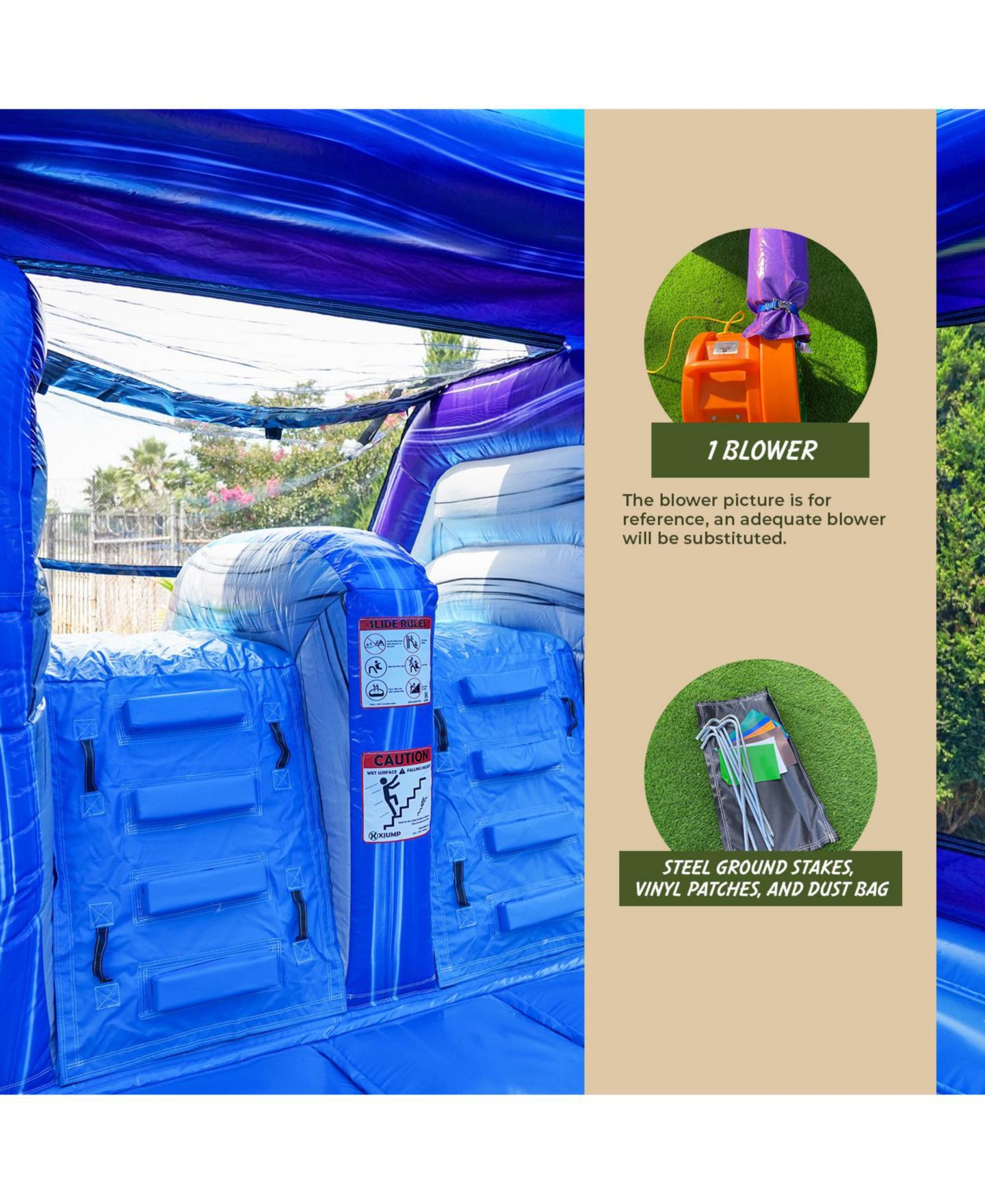 Детская игрушка Xjump Glitch Gamer 12 Feet Tall Vinyl Dual Lane Water Slide Bounce House Combo, Ages 3+, цвет: Разноцветный — фото 10