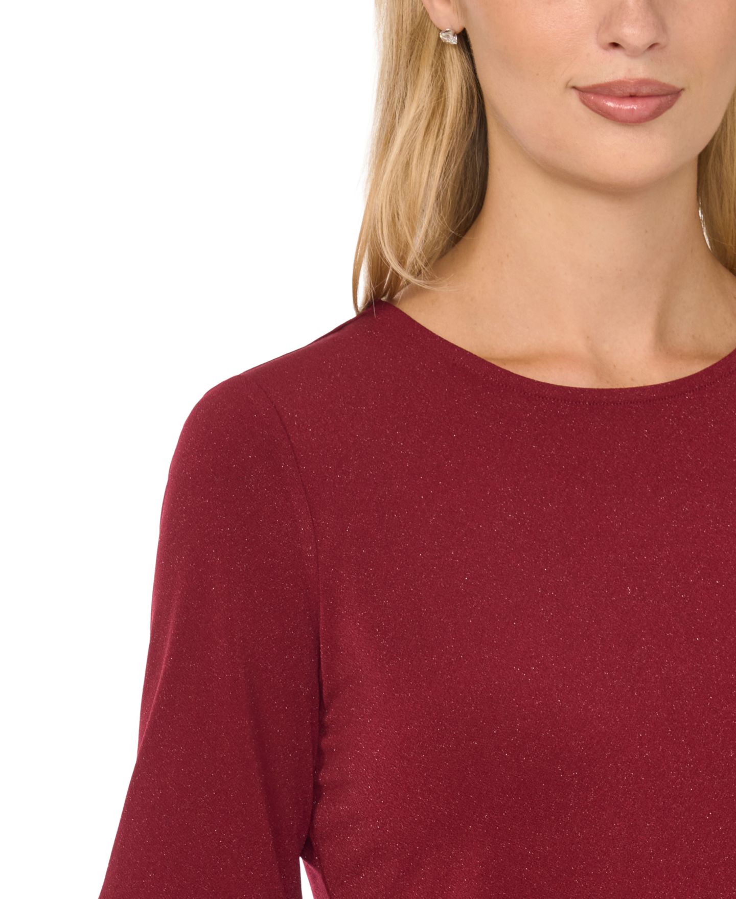 Женский топ CeCe Velvet 3/4-Length Sleeve Crewneck, цвет: Земляной красный — фото 2
