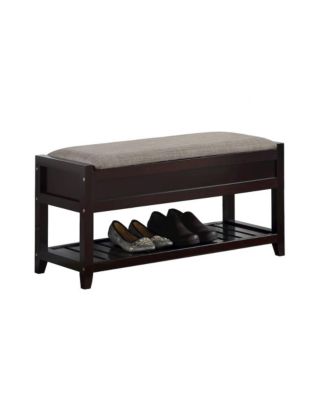 Rouen Espresso Seating Bench with Shoe Storage