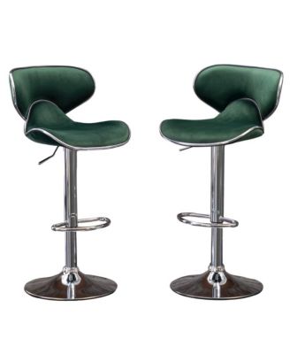 Masaccio Velvet Upholstered Adjustable Swivel Barstool, Set of 2