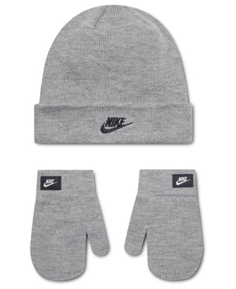 Детский набор Nike Nan Futura 2T-4T: шапка-бини и варежки, 2 предмета, цвет: Тёмный серый меланжевый