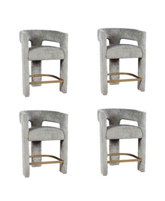 Modern Upholstered Counter Stool, Iron Frame,  Set of 4