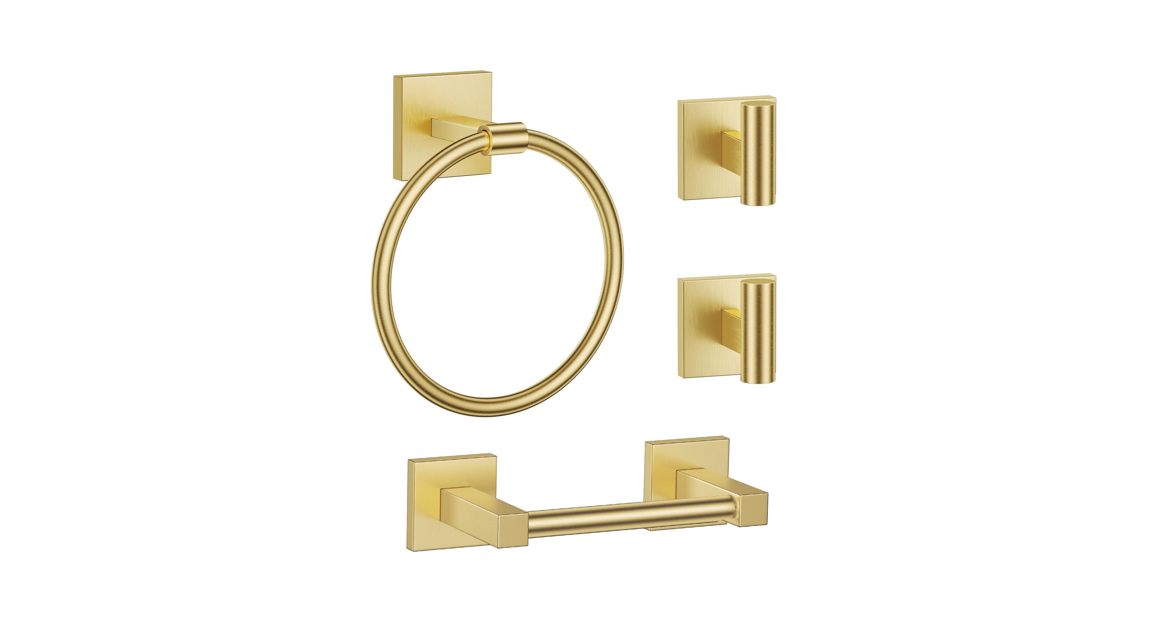Cyqbd 4 Piece Brushed Bathroom Accessories Set Holder Ring Hooks