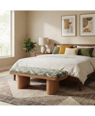Leopard Jacquard Upholstered Ottoman and End of Bed Bench