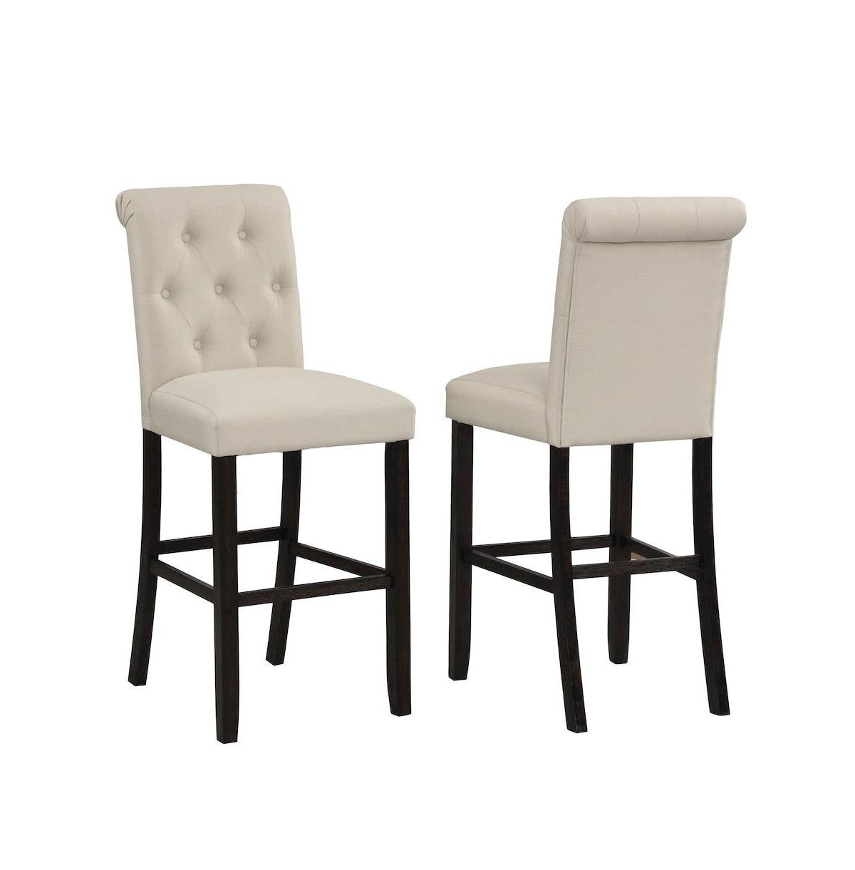 Roundhill Furniture Leviton Solid Wood Tufted Asons Barstool, Set of 2