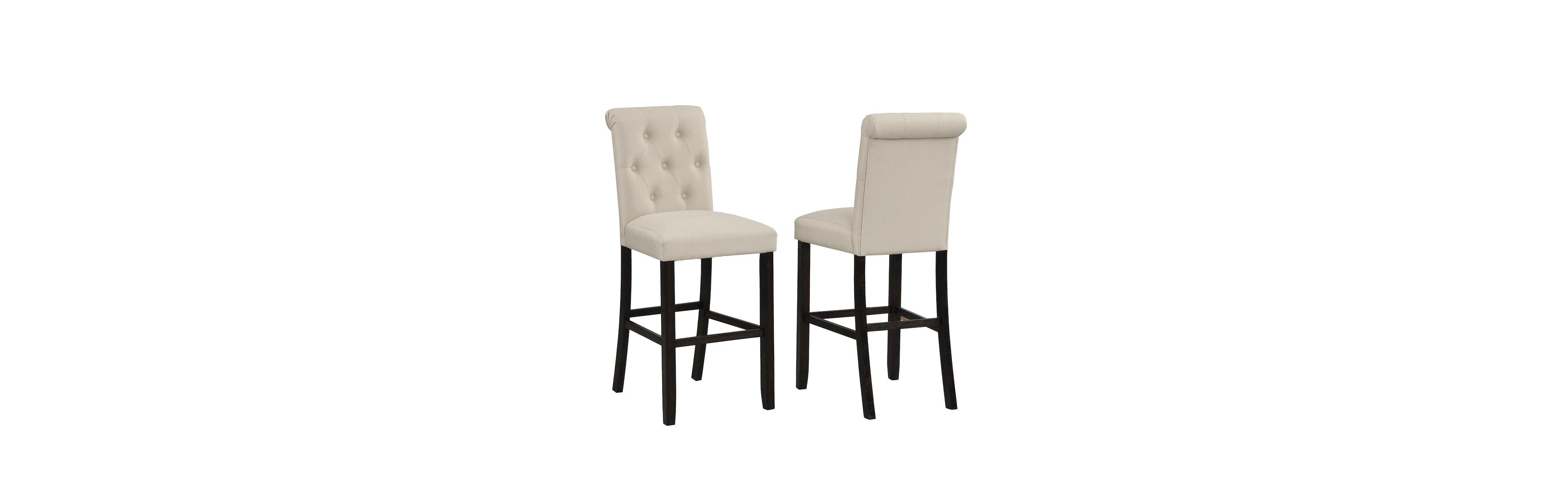 Roundhill Furniture Leviton Solid Wood Tufted Asons Barstool, Set of 2