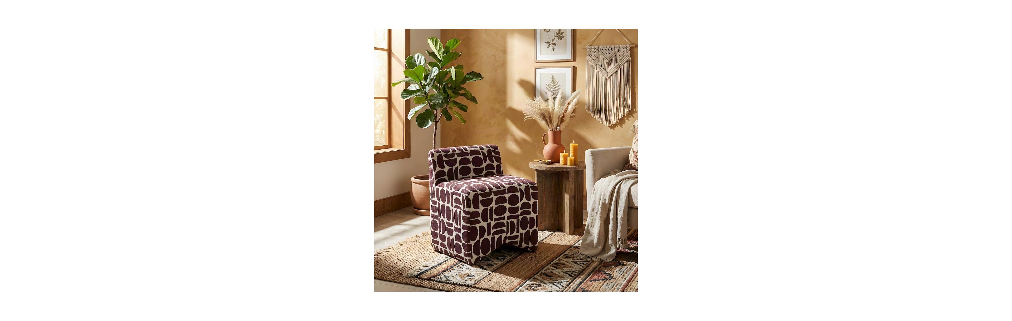 Starlight Canyon Home Jacquard-Woven Upholstered Stool with Sinuous Spring Support