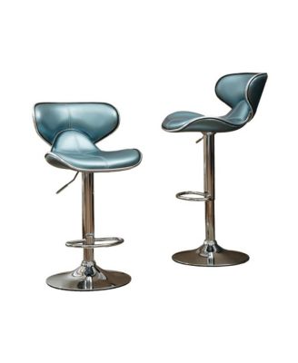 Masaccio Leatherette Adjustable Swivel Barstool Chrome Base, Set of 2