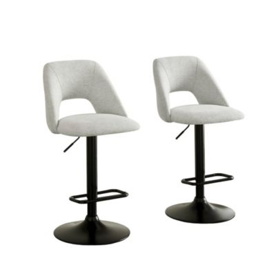 Nuvia Contemporary Adjustable Barstool with Upholstered Swivel Seats, Set of 2