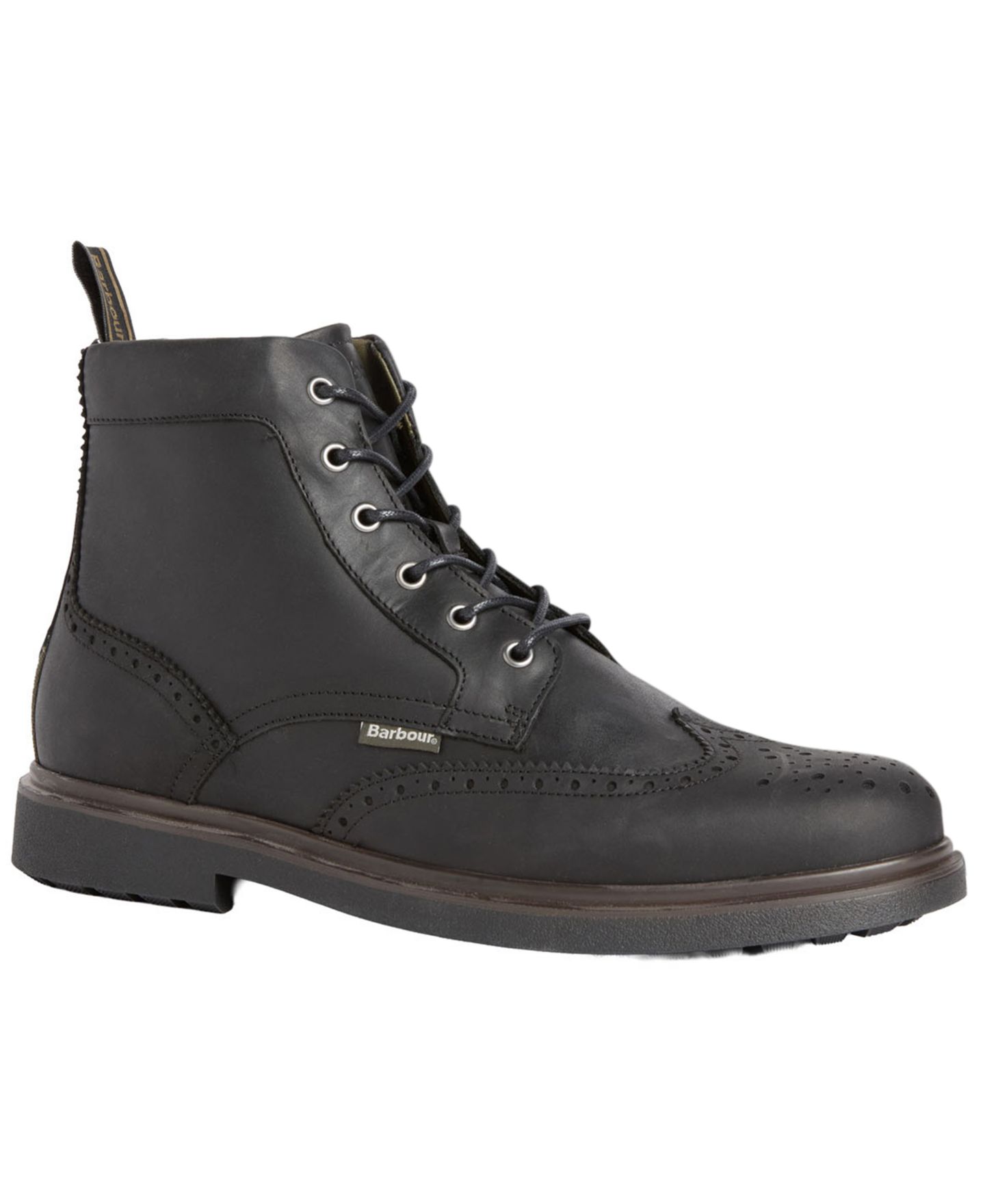 Мужские ботинки Barbour Barmoor Brogue Cleated-Sole, цвет: Чёрный — фото 1