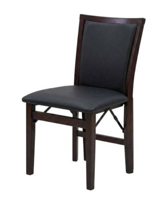 Padded Back Folding Chair Set of 2, Fabric Seat, Metal Frame