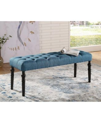 Leviton Fabric Tufted Turned Leg Dining Bench