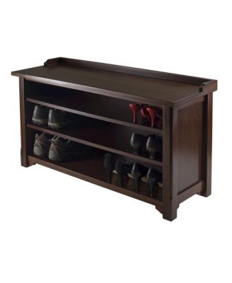 Antique Walnut Entryway Bench with Shoe Storage - Compact and Functional