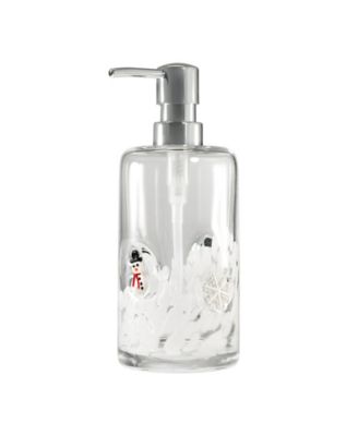 Snowmen Flakes Glass Lotion Dispenser