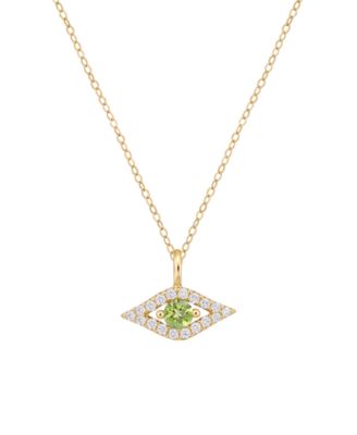 Peridot and Diamond Evil Eye Pendant (1/10 ct. t.w. Peridot and 1/10 ct. t.w. Diamond) in 14k Gold