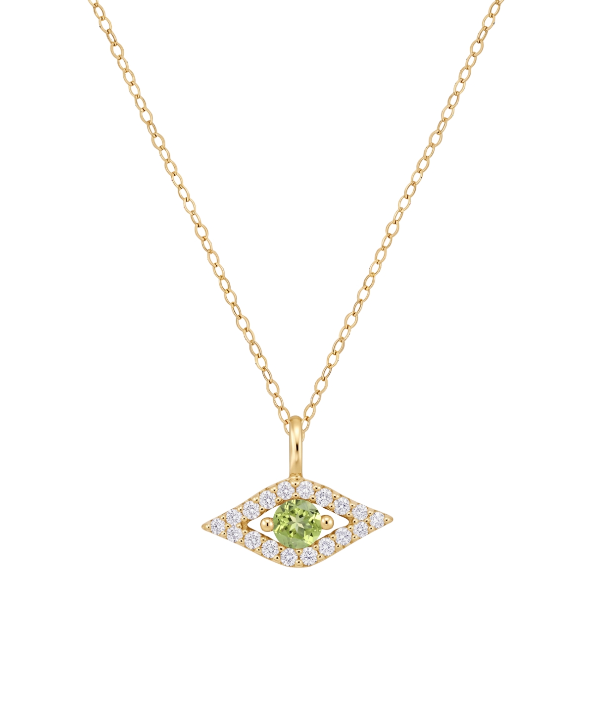 Macy's Peridot and Diamond Evil Eye Pendant (1/10 ct. t.w. Peridot and 1/10 ct. t.w. Diamond) in 14k Gold