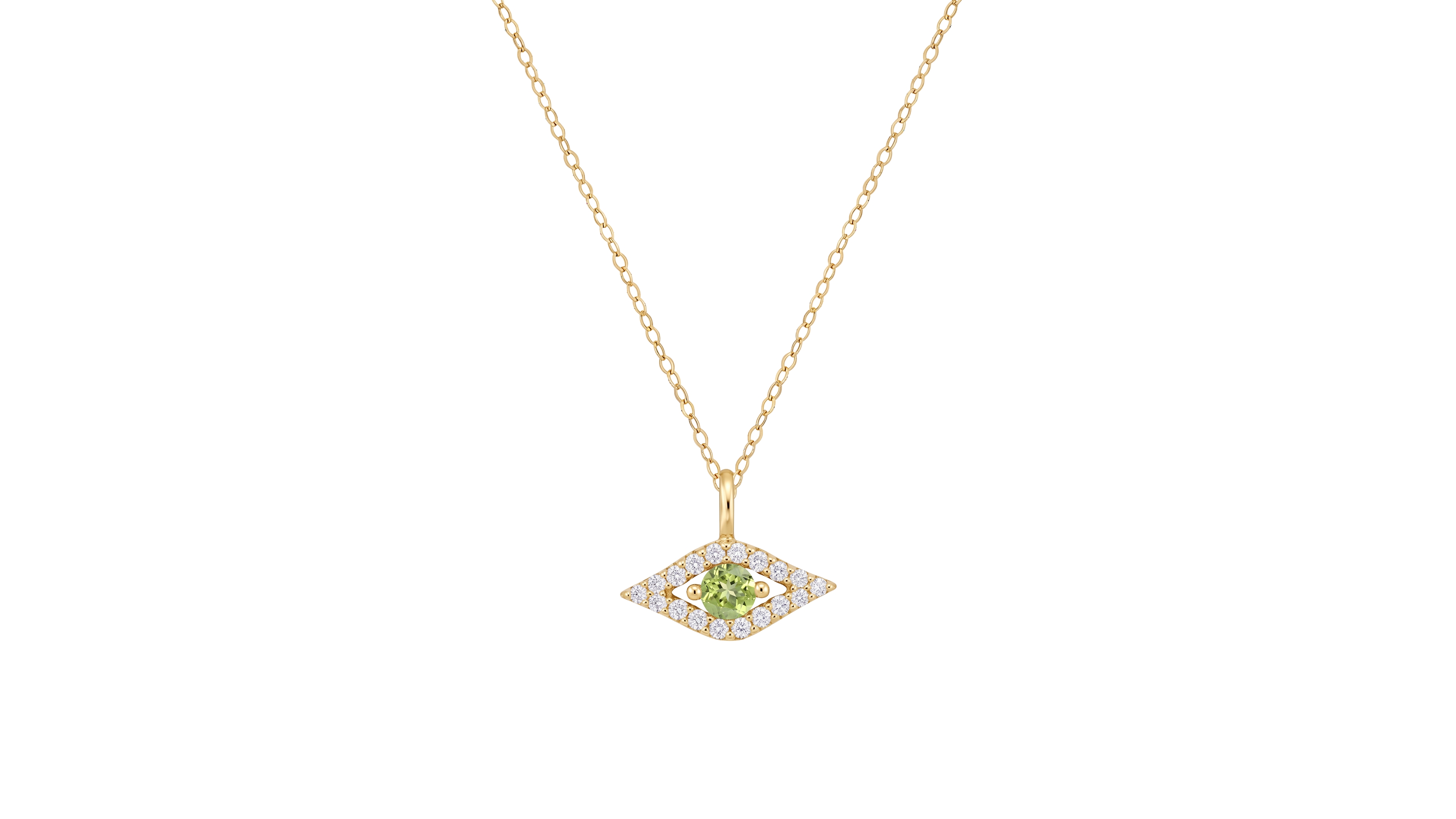 Macy's Peridot and Diamond Evil Eye Pendant (1/10 ct. t.w. Peridot and 1/10 ct. t.w. Diamond) in 14k Gold