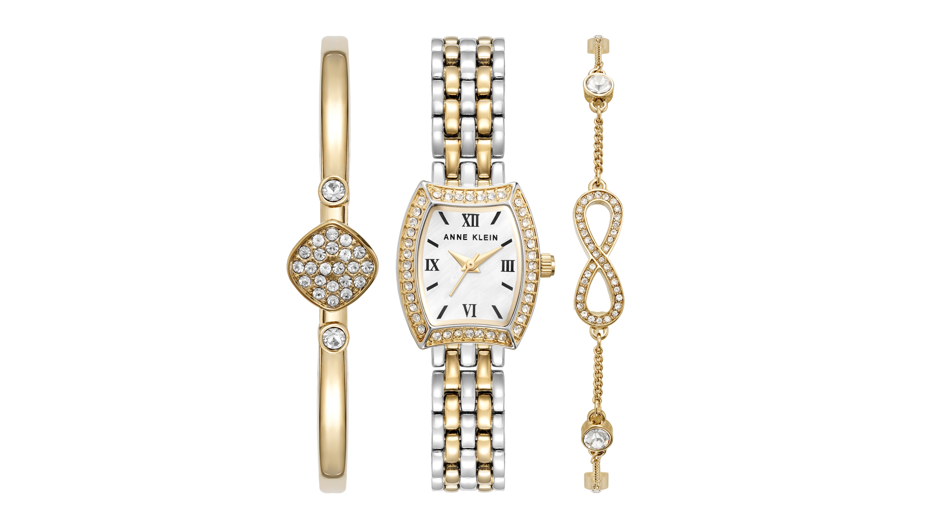 Anne Klein Women's Quartz Pillow Water-Resistant Two-Tone Alloy Metal Bracelet Watch 20mm