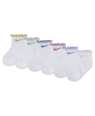 Girls' 6M-4T Lettuce-Edge Ankle Socks, 6-Pack