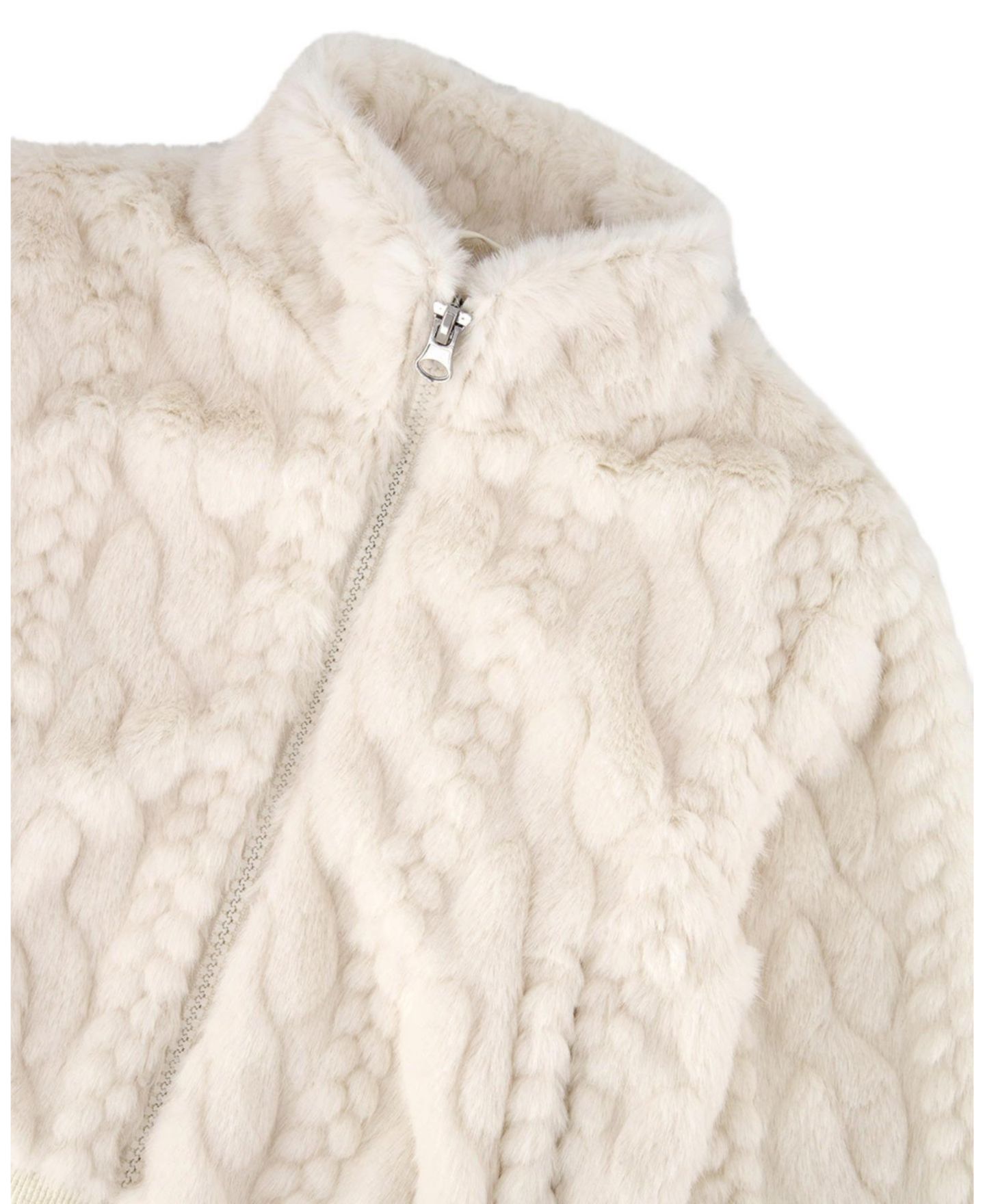 Куртка Deux par Deux Faux Fur Jacquard для девочек, цвет: Бежевый — фото 3