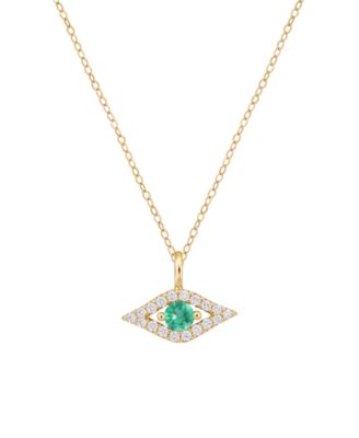 Emerald and Diamond Evil Eye Pendant (1/10 ct. t.w. each) in 14k Gold