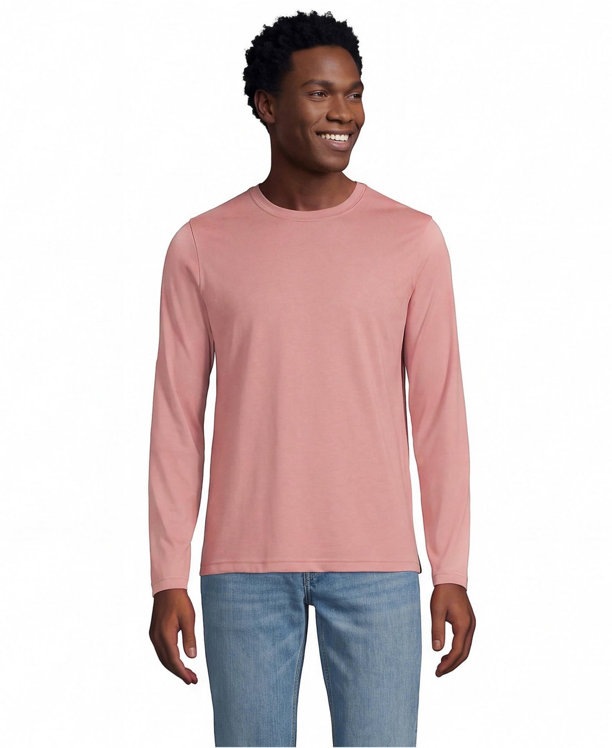 Lands' End Men's Long Sleeve Cotton Supima Tee - Vintage mauve
