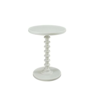 White Round Spindle Coffee Table with Elegant Design and Lightweight Build