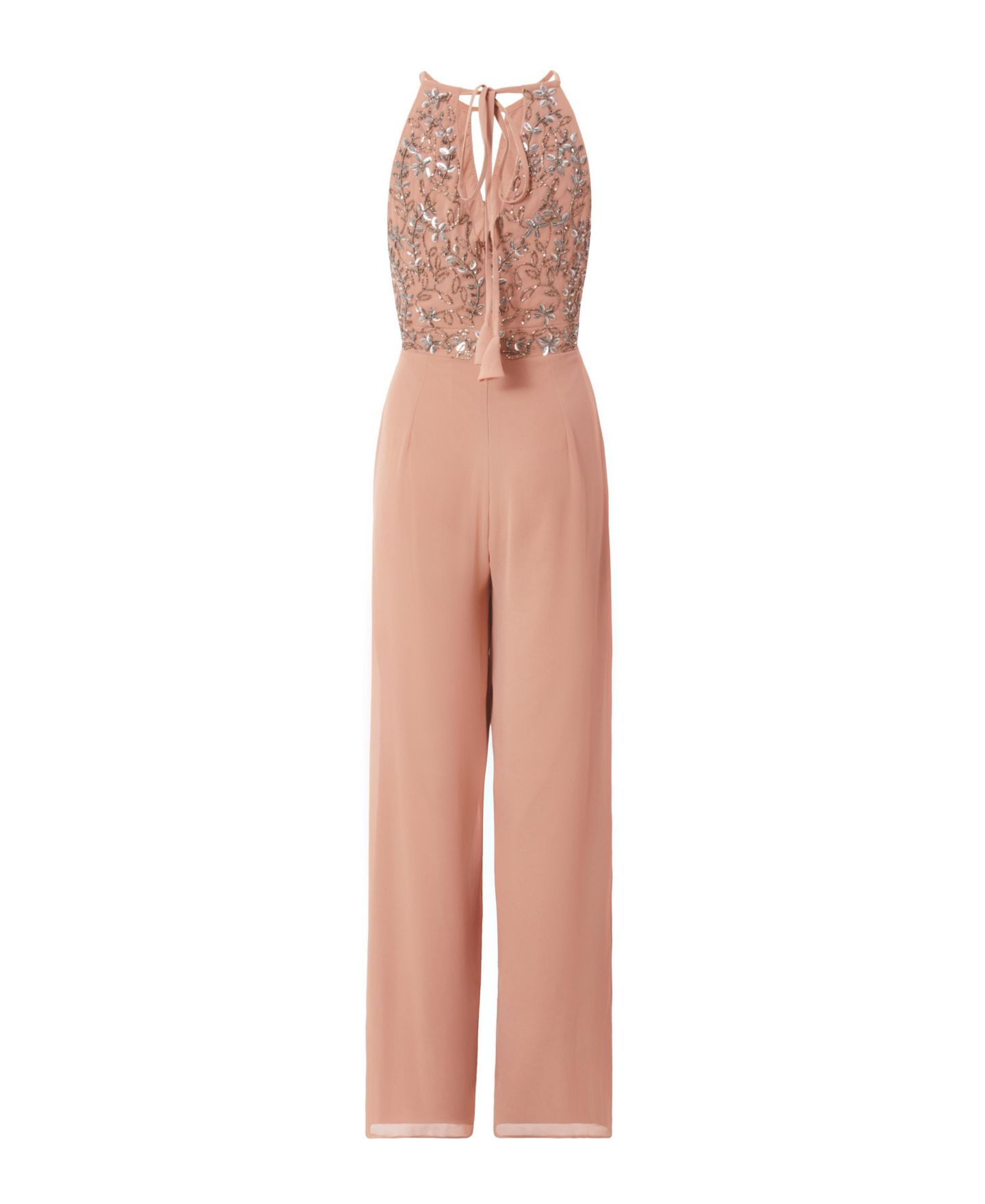 Женский комбинезон QUIZ Beaded V Neck Chiffon Jumpsuit, цвет: Мягкий розовый — фото 10