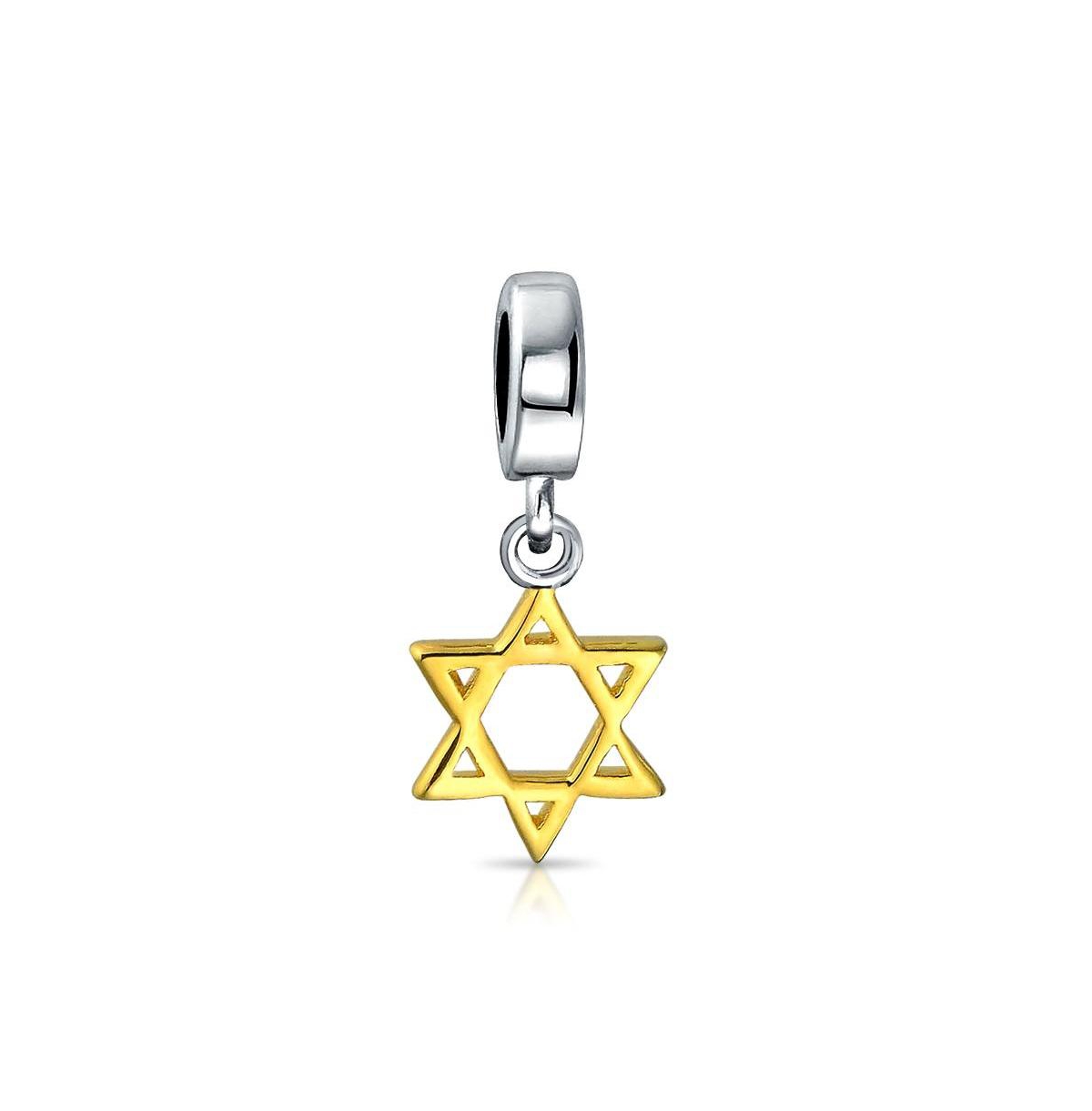 Bling Jewelry Two-Tone Sterling Silver and Gold-Plated Star of David Charm Bead - Gold-tone