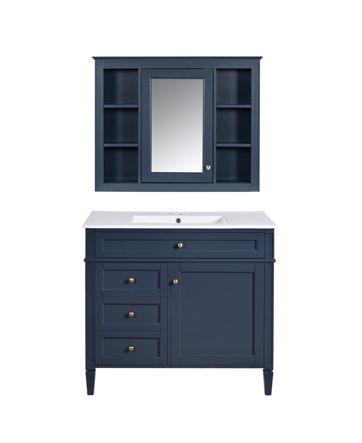 Sillysis 36 Inch Freestanding Bathroom Vanity, Mdf Cabinet with Solid Wood Frame, Ceramic Integrated Sink - Blue