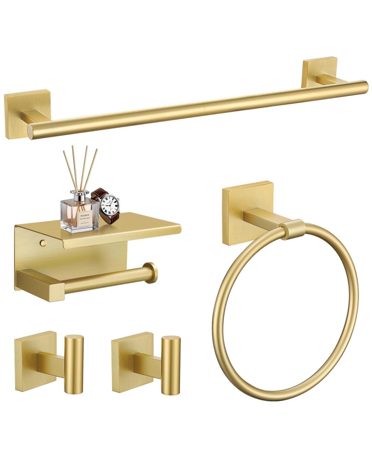 Cyqbd 5 Pieces 23.6" Bathroom Hardware Set Towel Bar Toilet Paper Holder Shelf