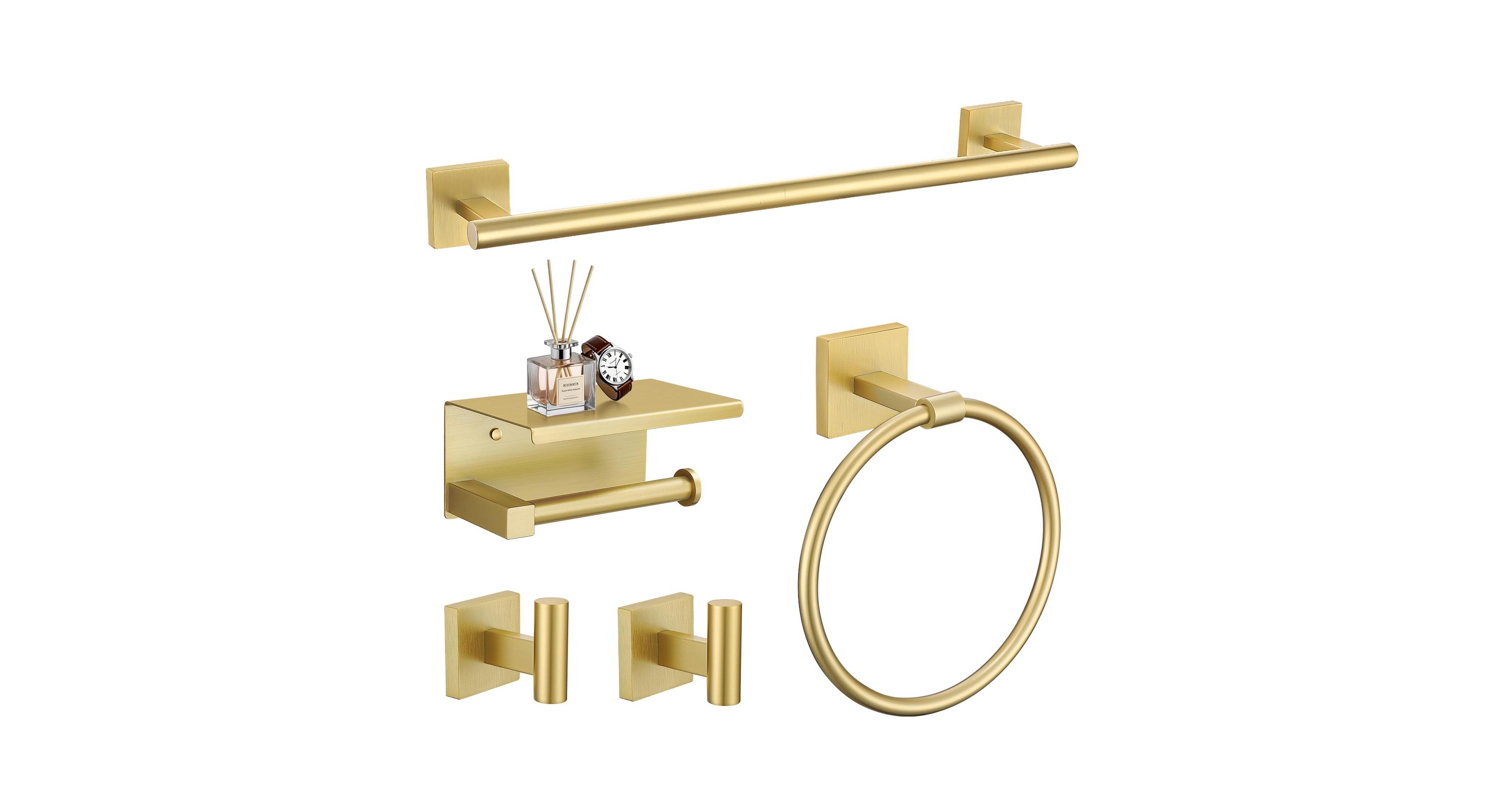 Cyqbd 5 Pieces 23.6" Bathroom Hardware Set Towel Bar Toilet Paper Holder Shelf