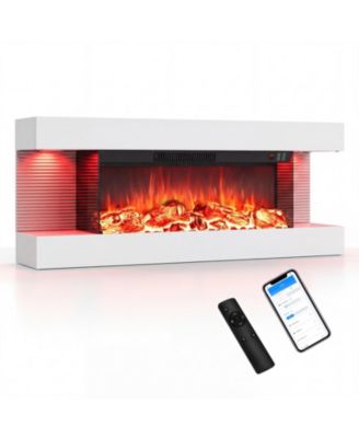 40 in 3-Sided Wall Mount WiFi Fireplace with Floating Mantel