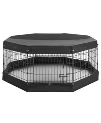 Foldable Metal Dog Playpen with Waterproof Bottom Pad