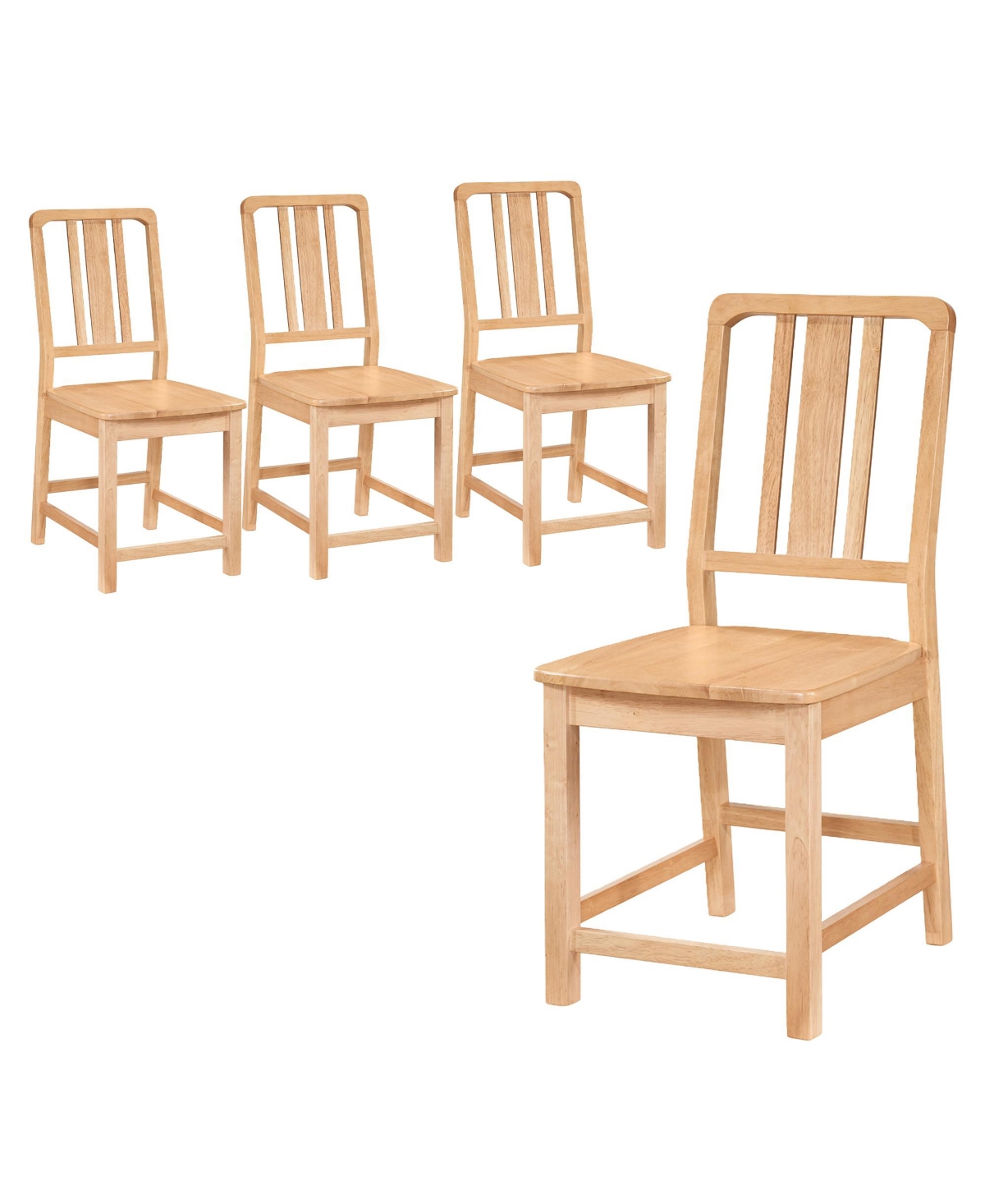 Costway Dining Chairs Rubber Wood Dining Room Chairs with Hollowed Backrest - Natural
