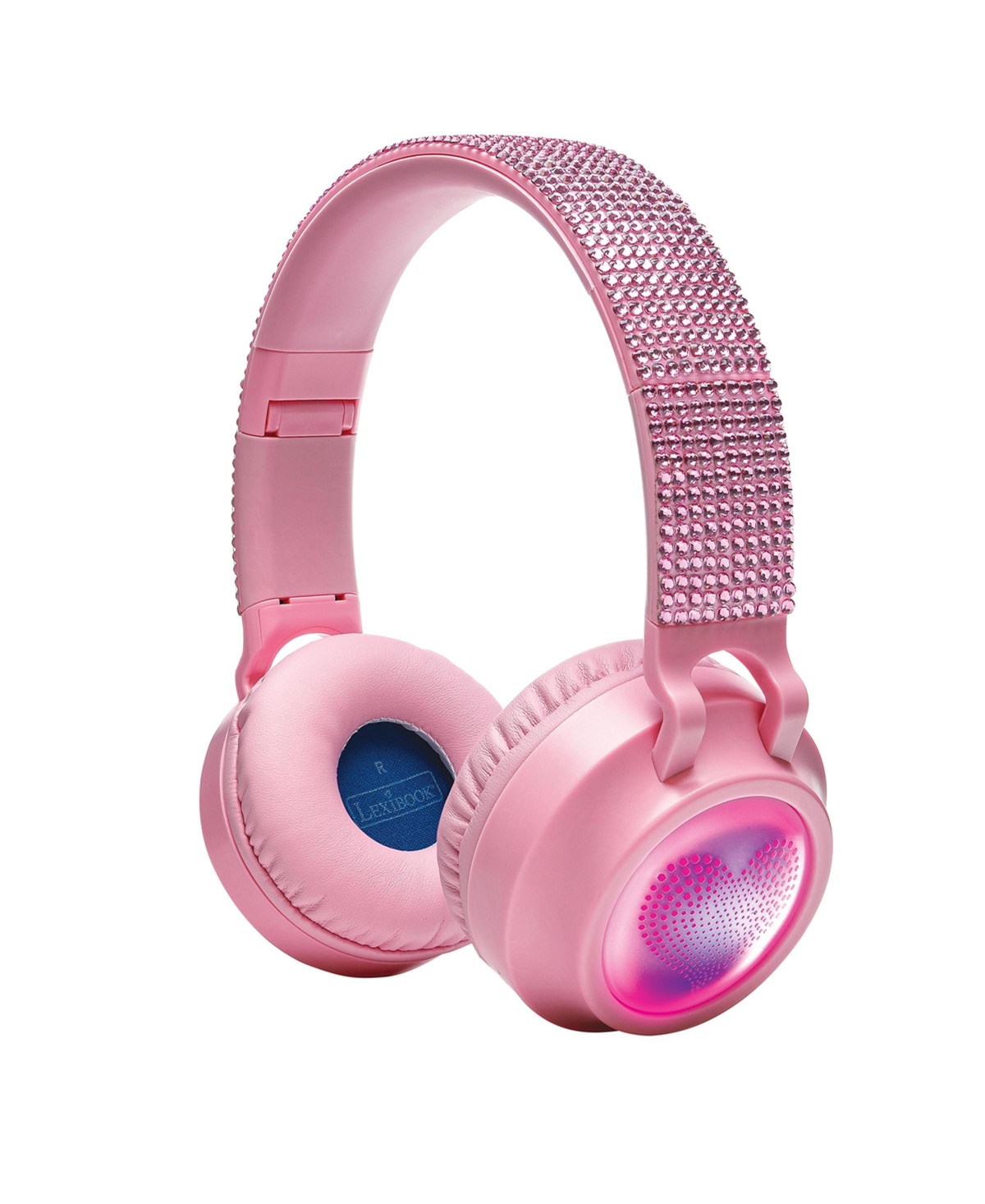 Lexibook HPBT015PK Wireless Foldable Light-Up Headphones with 85 dB Volume Limit - Pink