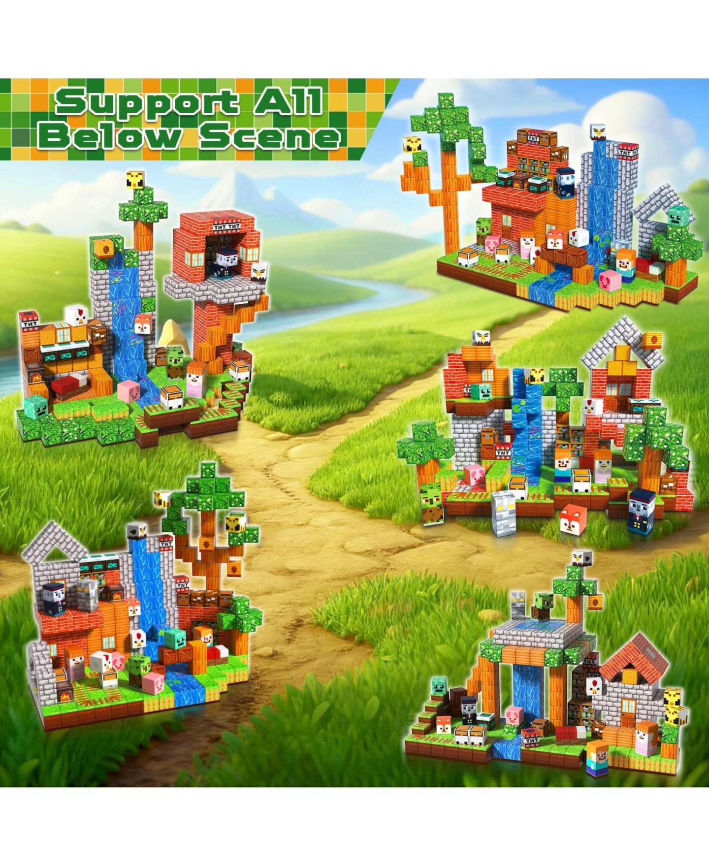 Детские конструкторы GNUADZ Minecraft 300-Piece Building Block Set, Ages 3+, цвет: Тёмно-зелёный — фото 3