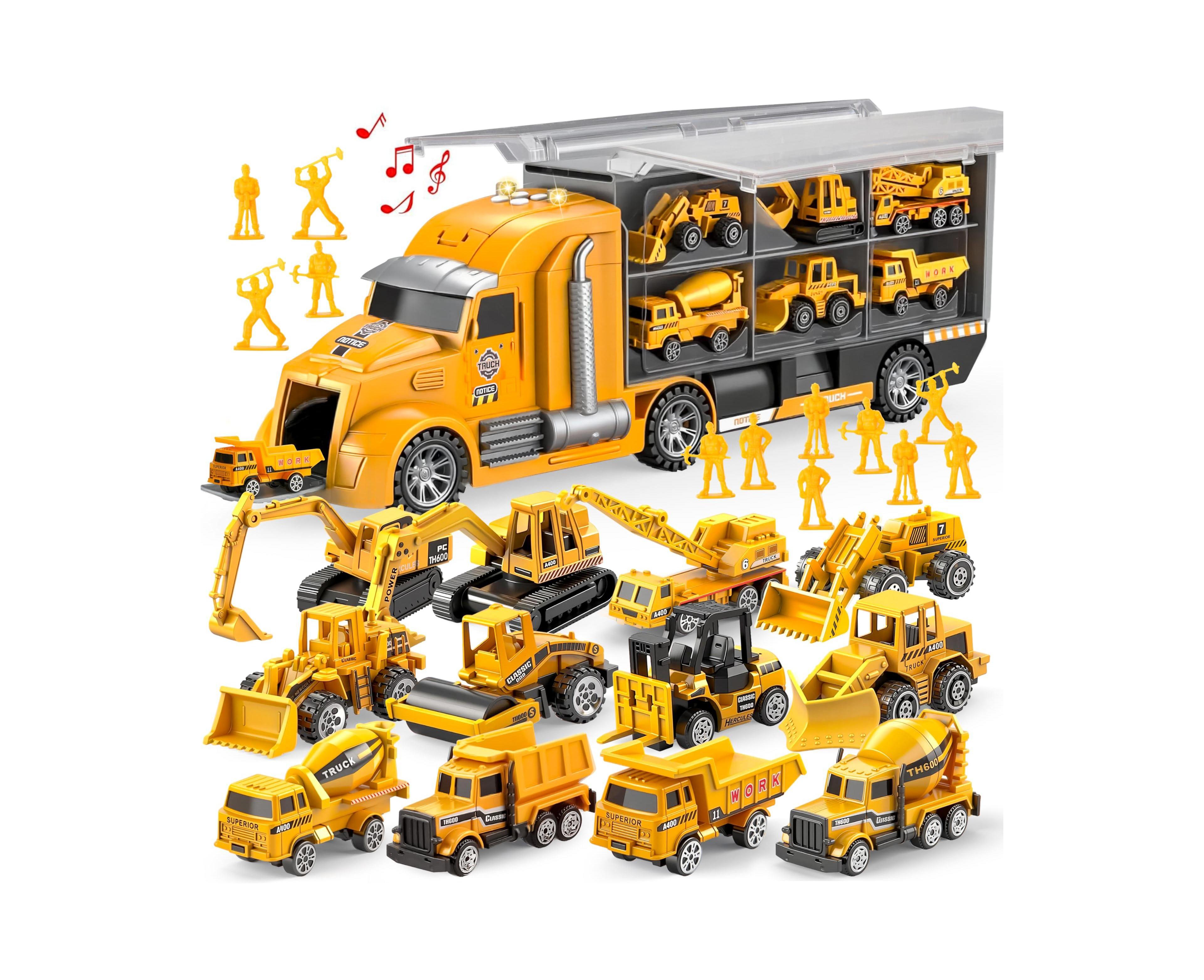 Gnuadz 25 In 1 Construction Truck Set Worker Figures Push And Go Sound Lights Gifts