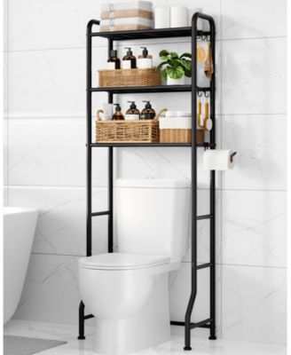 63.2" Over Toilet Storage Rack with Hooks Bathroom Hardware