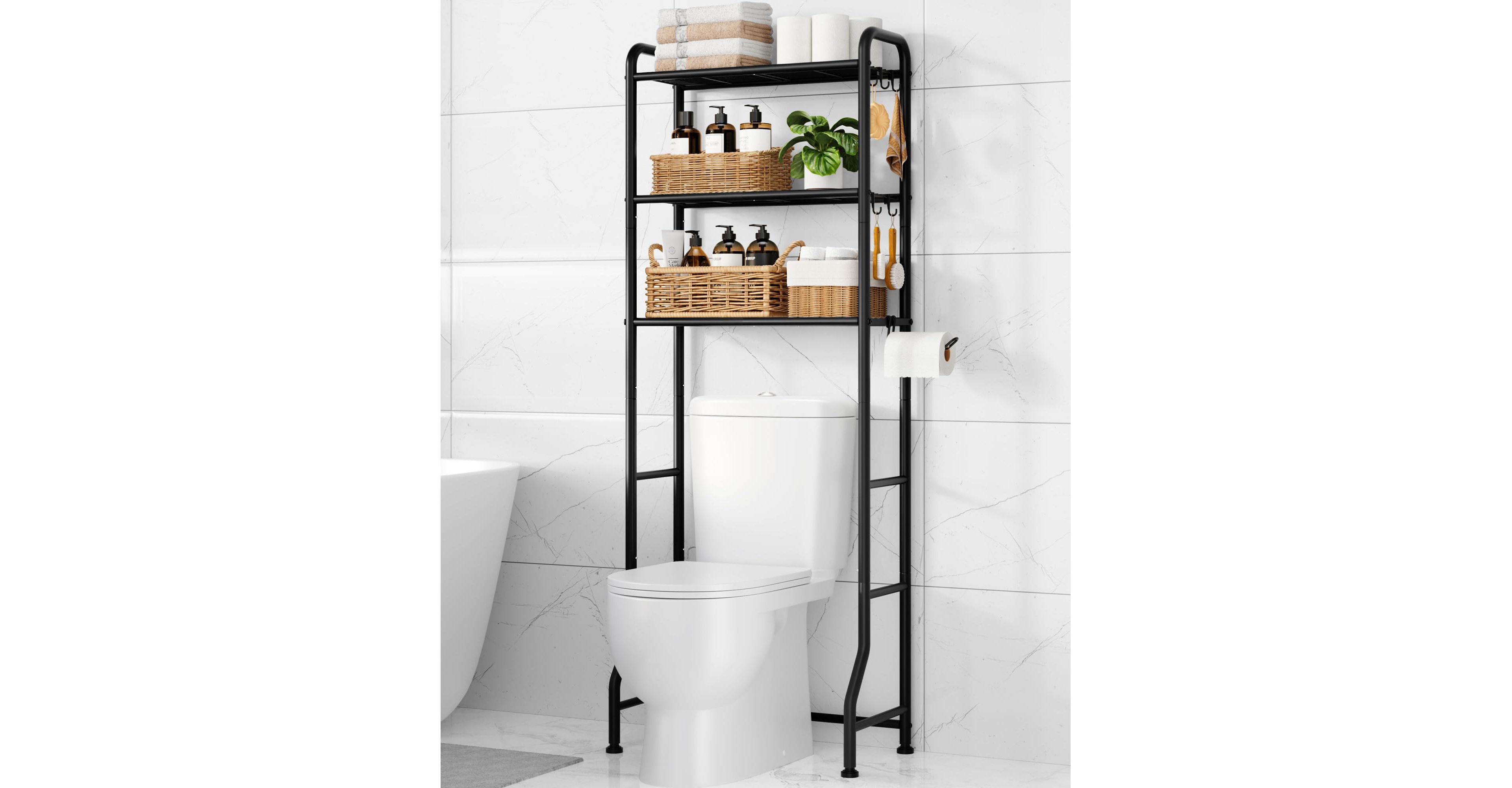 Cyqbd 63.2" Over Toilet Storage Rack with Hooks Bathroom Hardware