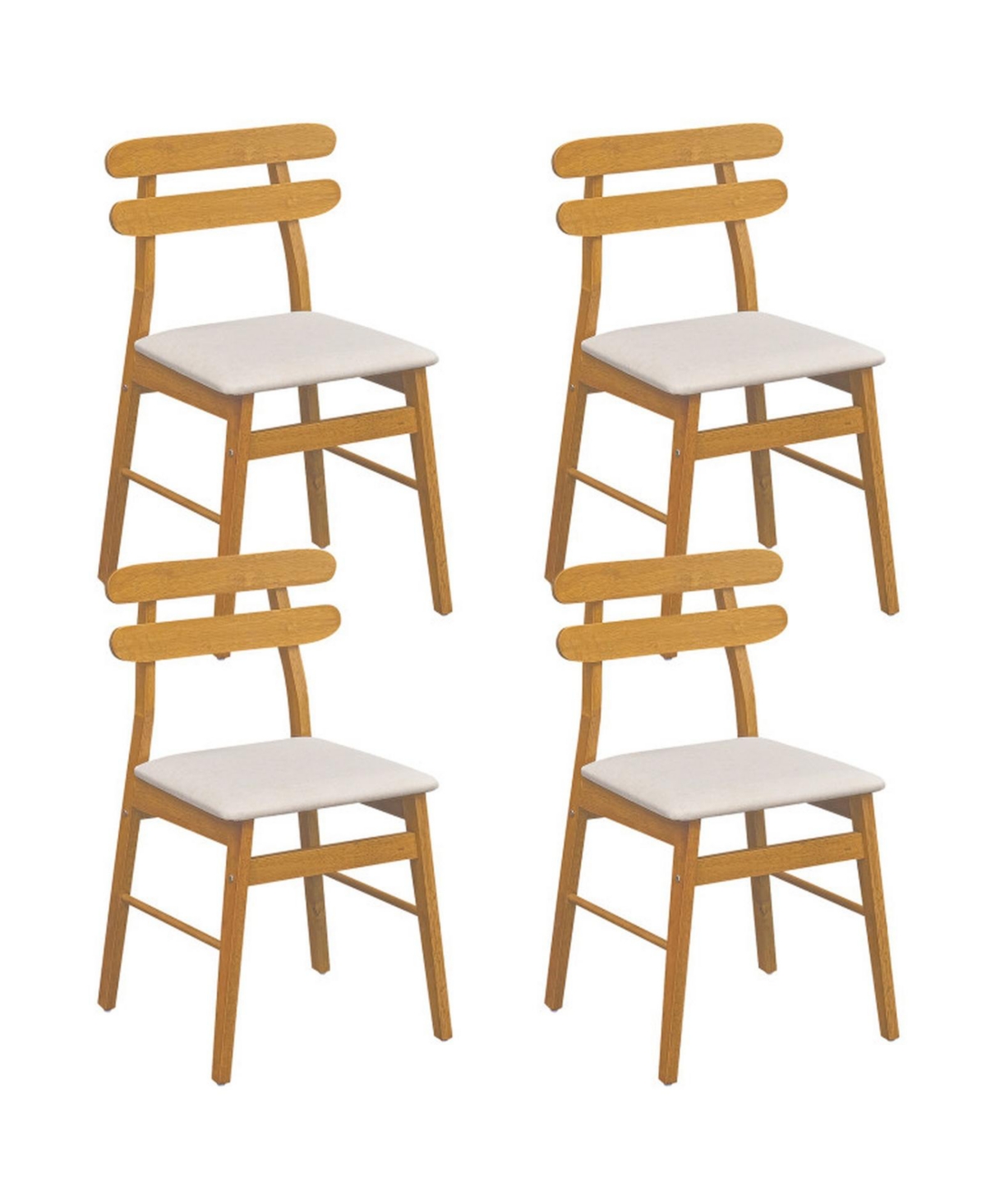 Gounn Set of 4 Upholstered Wood Legs Padded Back Dining Chairs