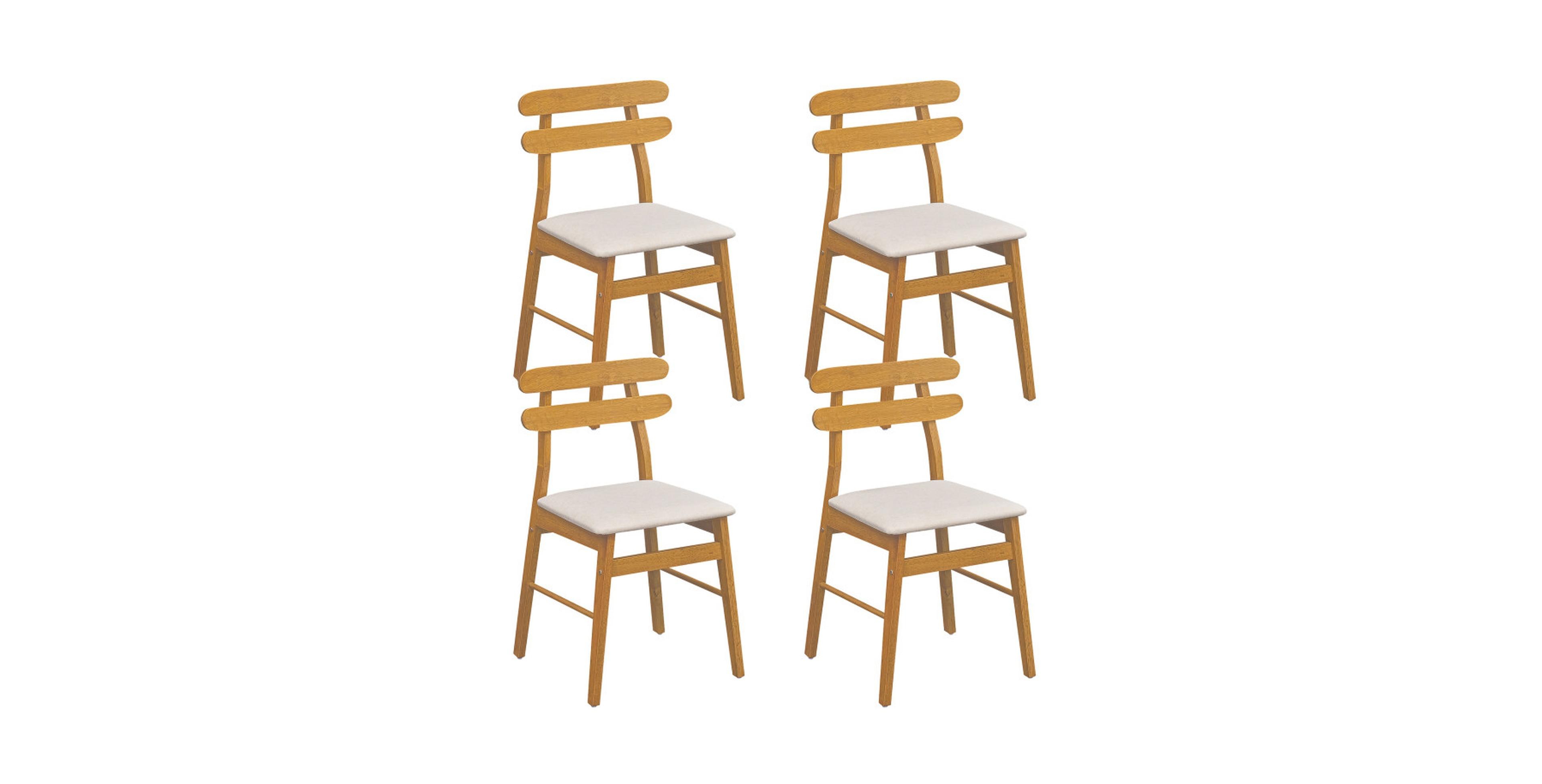 Gounn Set of 4 Upholstered Wood Legs Padded Back Dining Chairs