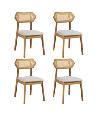 GOUNN Set of 4 Curved Rattan Backs Mid-Century Dining Chairs
