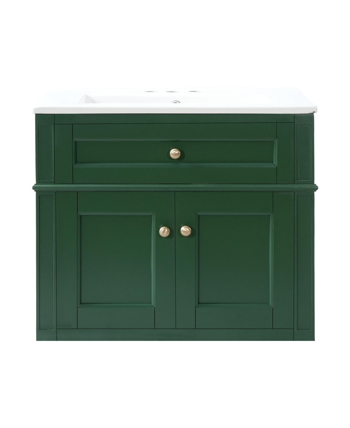 Sillysis 24 Inch Floating Bathroom Vanity, Mdf Cabinet with Solid Wood Frame, Ceramic Integrated Sink - Green
