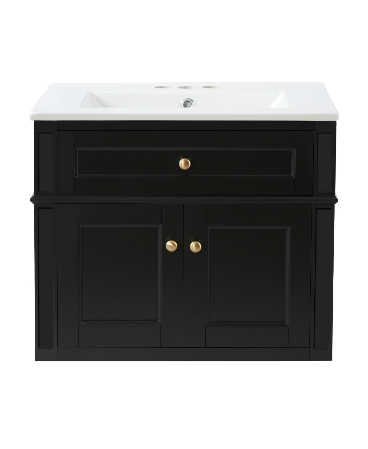 Sillysis 24 Inch Floating Bathroom Vanity, Mdf Cabinet with Solid Wood Frame, Ceramic Integrated Sink