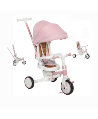 7-in-1 Kids Tricycle Stroller with Adjustable Push Handle & 5-Point Harness, 55 lb Capacity, Ages 1-5