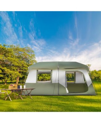 8 Person Camping Tent Setup in 60 Seconds with Rainfly and Windproof