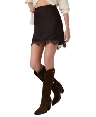 Women's Sophie Bias Slip Mini A-Line Lace Skirt