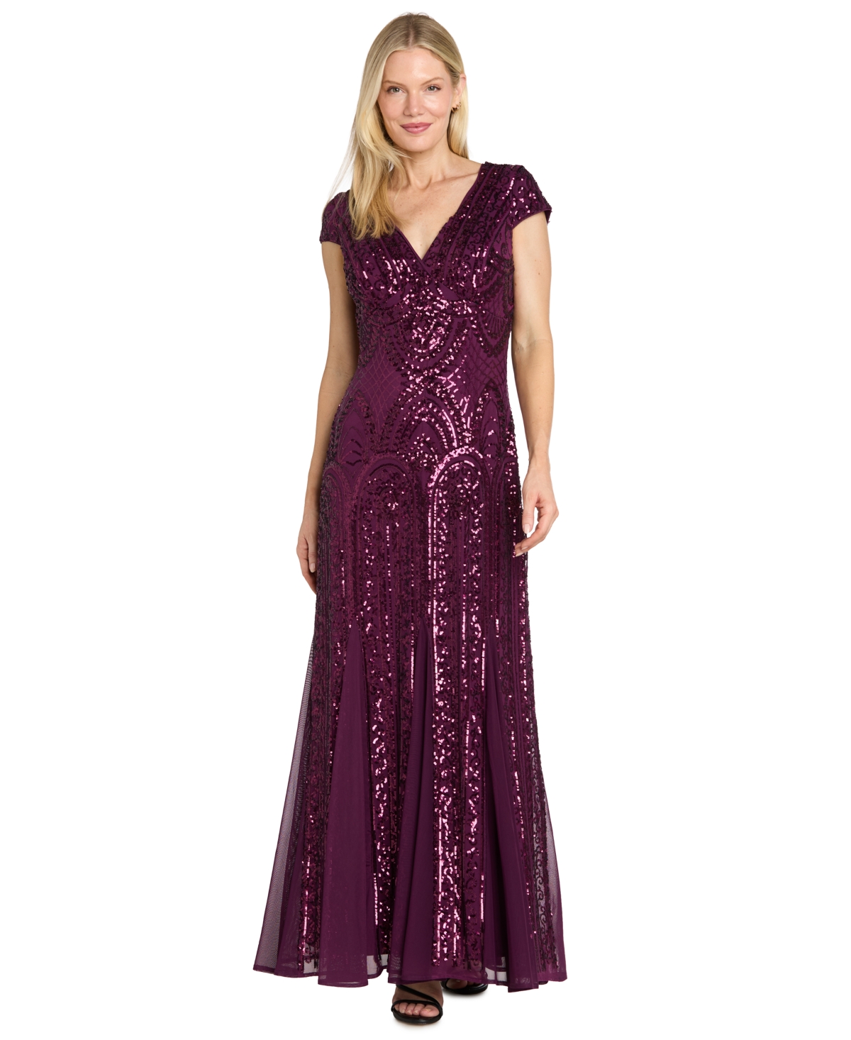 R & M Richards Petite Beaded Maxi Dress